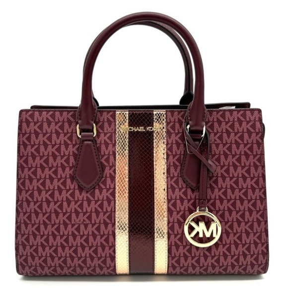 Michael Kors Sheila Medium Center Zip Satchel Bag Ox Blood Multi - Picture 1 of 11